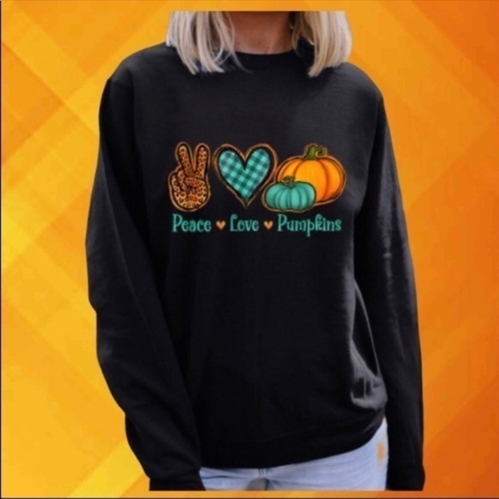 Peace love pumpkin graphic print sweatshirt - Picture 1 of 12